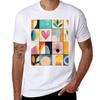 Midcentury Modern Geometry In Warm Colors Tshirt Breathable Basic Cotton Tshirt