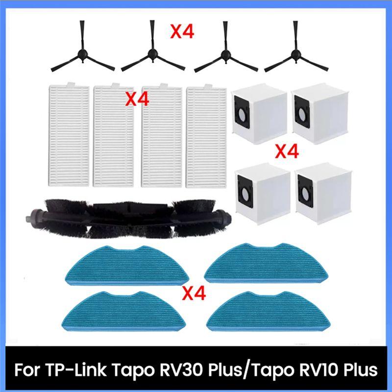 

AEE4-17PCS For TP-Link Tapo RV30 Plus / Tapo RV10 Plus Vacuum Cleaner Parts Main Side Brush Filters Mop Cloth Dust Bags