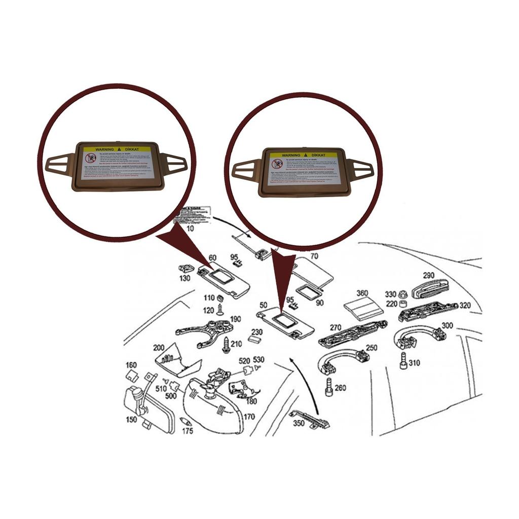 BDP545 Sonnenblende Spiegelabdeckung Set TAN für Mercedes W210 W211 2108102510 2118100410