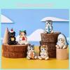 Shark Cute Cat Pvc Toy Figures 6 Pcs Mini Collectibles For Room Decor Gifts