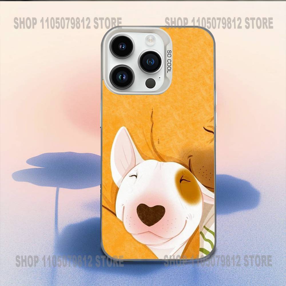 Funny Bull Terrier Dog Phone Case For iPhone 16,15,14,13,12,11,Mini,Pro,E,MAX White Candy Matte Shockproof Cover
