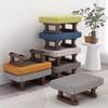 Solid Wood Fabric Footstool - Rectangular Low Stool for Living Room & Shoe Area