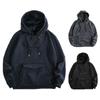 Men S Button Design Hooded Pullover Sweatshirt Solid Color Slim Fit Big Pocket