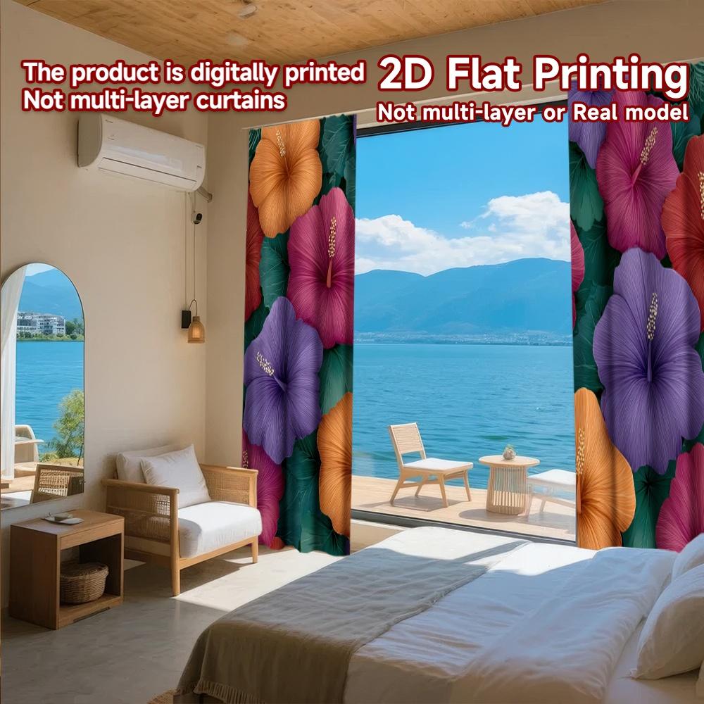 2D FLAT PRINTING 2pcs Curtains (Without Rod) Floral Harmony in Vibrant Colors April Fools is Day holiday curtains Durable