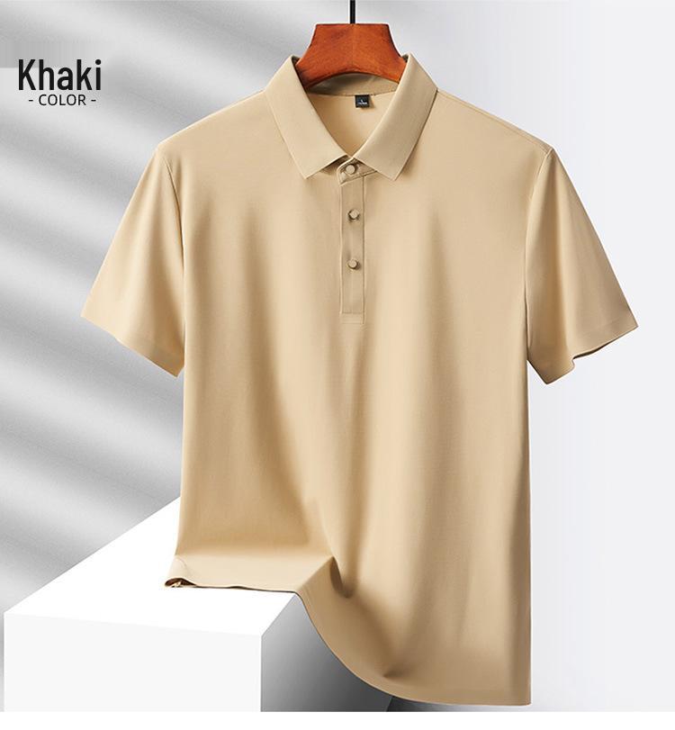 Custom Logo Quick-Dry Seamless Polo: Summer Ice Silk Cool Feel Lapel Short Sleeve Work Shirt