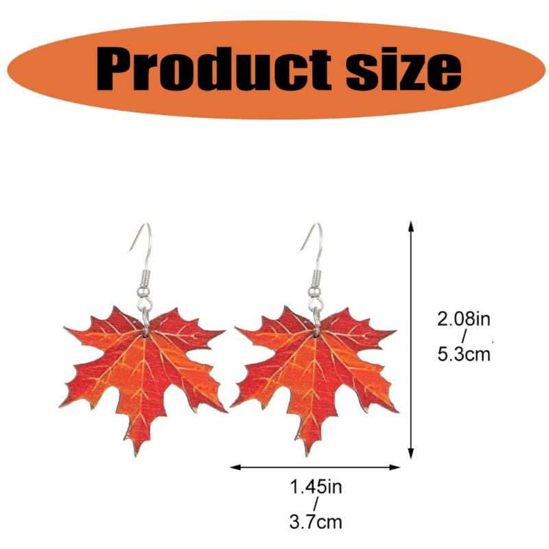 Autumn Maple Leaf Dangle Earrings Orange Earrings Novelty Plant Jewelry for Women and Girls Nature Series Present