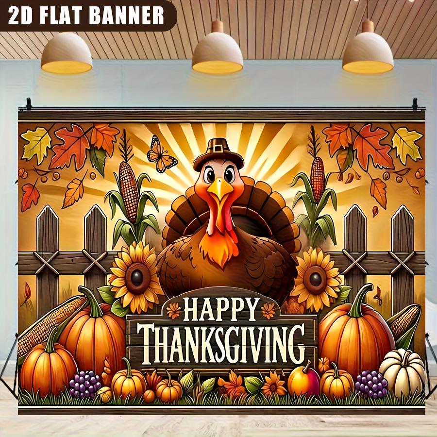 1 Piece Colorful Fruit Corn Flower Thanksgiving Party Theme Thanksgiving Banner Poster Party Banner Decoration Supplies