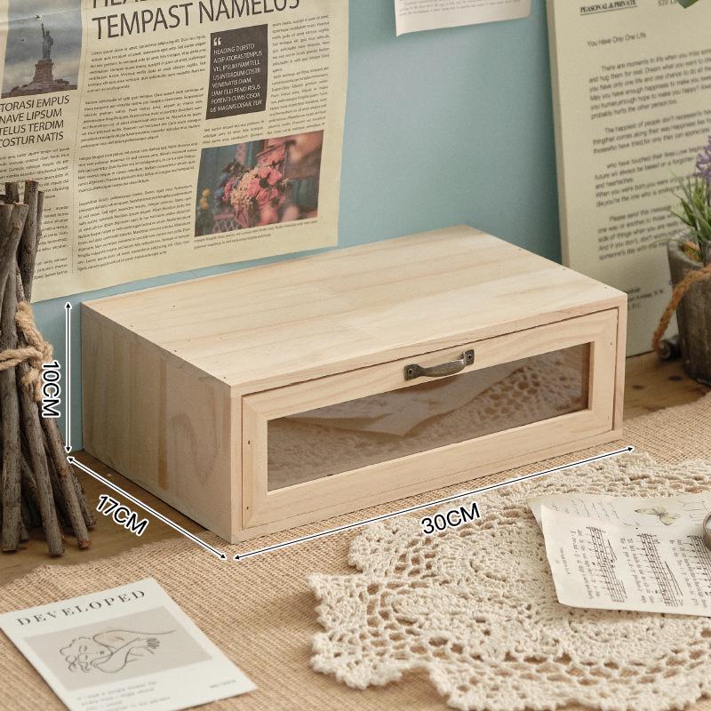 Retro Wooden Desk Organizer and Monitor Stand