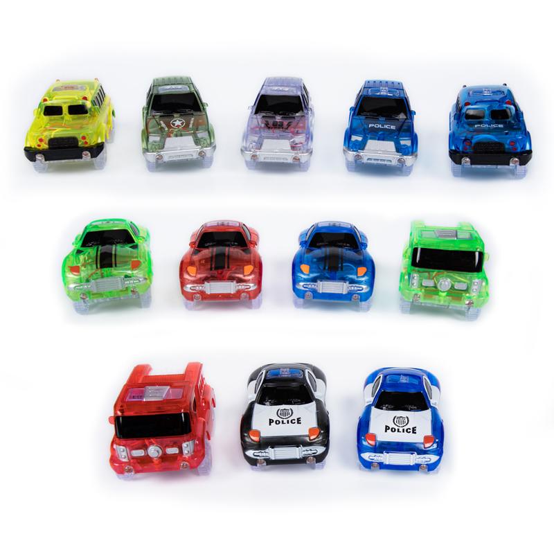 Magical Glowing Race Track Car Toy Vehicle LED Light Electronics Car Tracks Toy Parts Car for Children Boys Gilrs Birthday Gift
