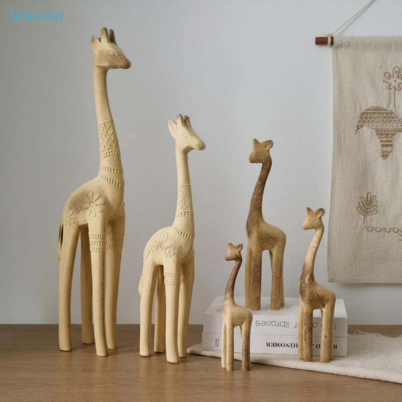 Animal Room Decor Horse Rabbit Cat Giraffe Wooden Sculptures DIY Painted Materials Craft  Decor Handmade Figurine Gifts