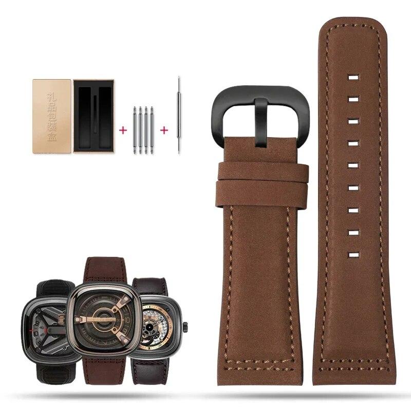 

Ремешок для часов из натуральной кожи для SevenFriday, мужской ремешок для часов Q203 M203 P1 P2 S2 M2 Q2 03 01 02, коричневый, синий, воловья кожа, 28 мм 28mm