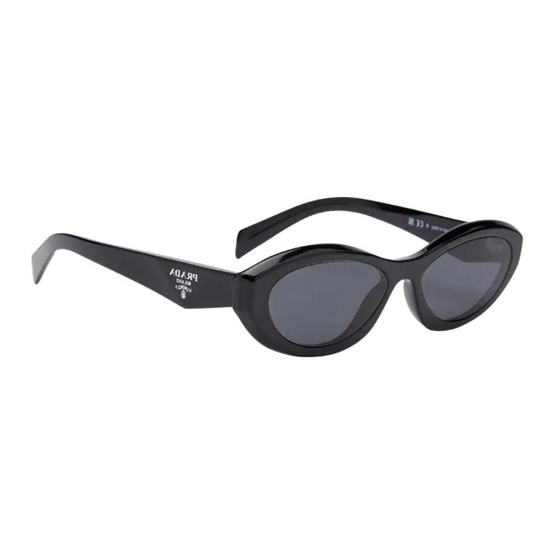 Prada Temple Logo Acetate Oval Sunglasses Unisex Couple Style Black Black 56 Basic Packaging-glasses Case + Packaging Box