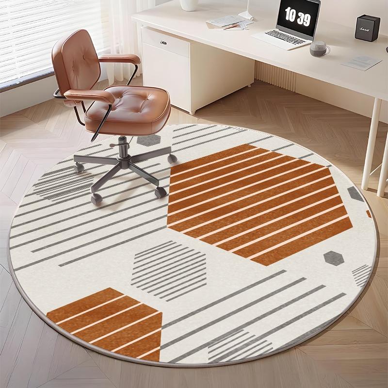 Tapis Rond Géométrique Minimaliste pour Décor de Bureau à Domicile Tapis de Sol à Motif Abstrait Moderne Ajoutant une Ambiance d'Espace de Travail Élégant
