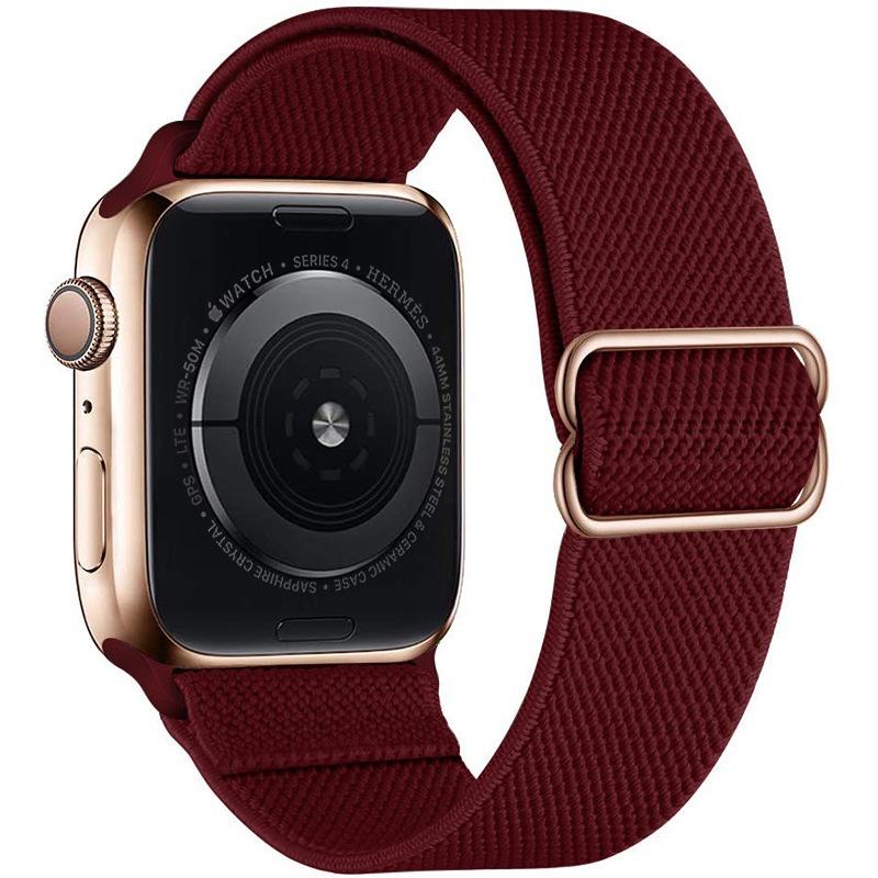 Adjustable Apple Watch Strap with Japanese Buckle - Single Loop Woven Elastic Nylon Compatible with iWatch