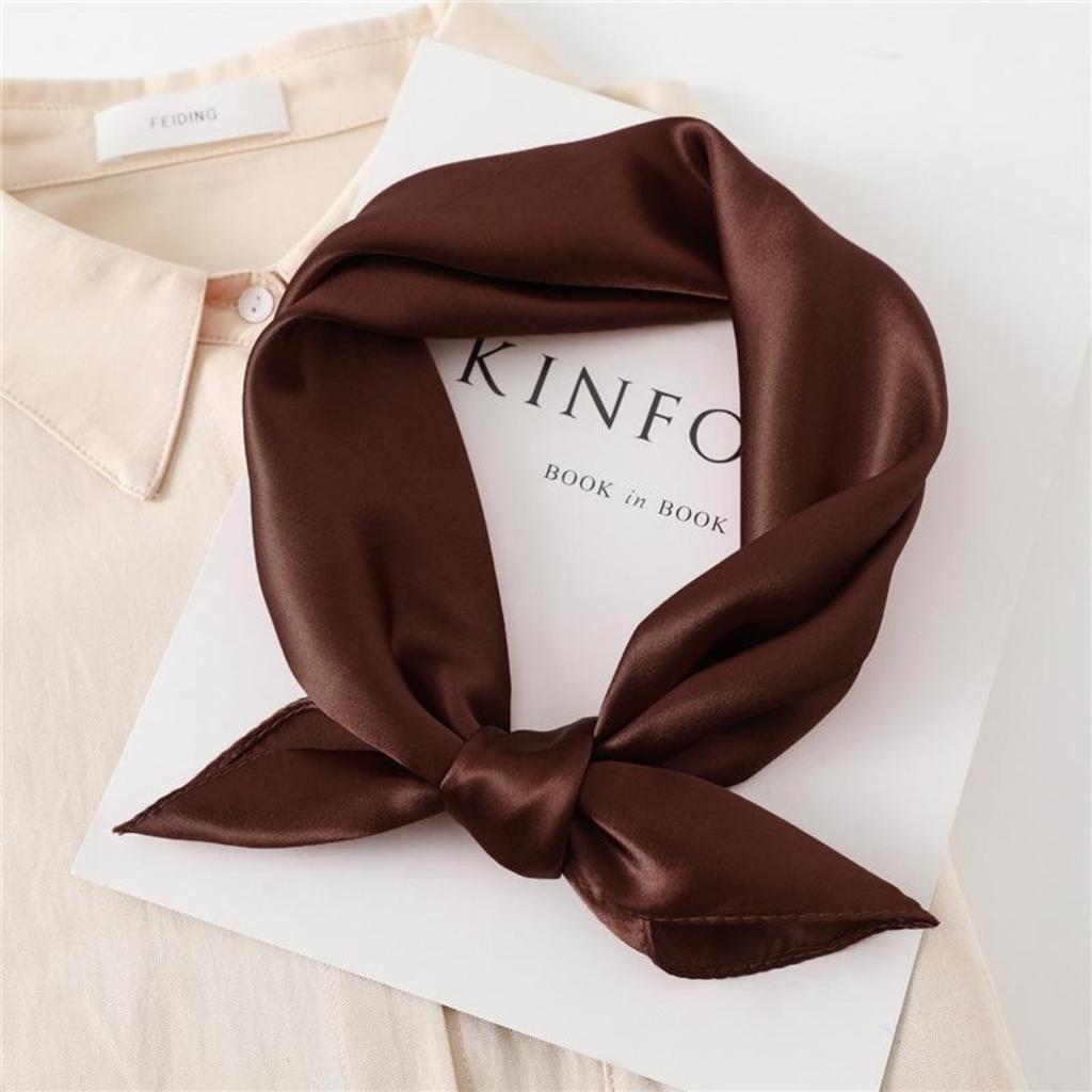60cm Einfarbiger Halstuch Hijab Schal für Frauen Weiches Satin Stirnband Haarschals Damen Quadratische Schals Kopftücher für Damen