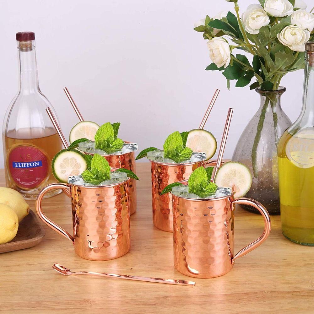 New Durable Copper Moscow Mule Mug 550Ml Rose Gold Coppery Beer Mugs Metal Silver Coffee Cup Bar Drinkware