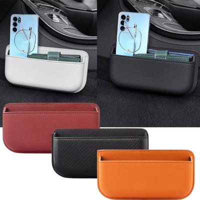 Self-Adhesive Seat Back Organizer PU Leather Car Side Storage Box Car Storage Pocket  Car Interior