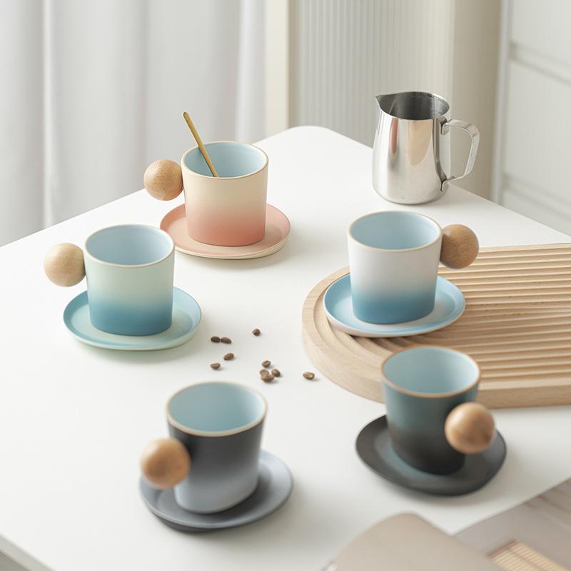 Light Luxury Ceramic Coffee Cup And Saucer Set, Small Fresh Water Cup Design Sense Cup Creative Afternoon Tea Household