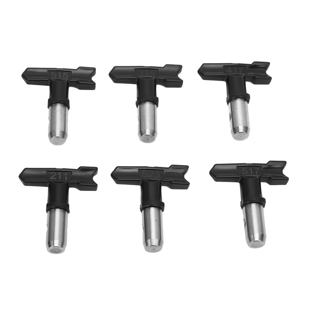 6 Pcs Airless Paint Sprayer Tip Set 211 315 417 515 517 523 Airless Spray Nozzles with 6 Filters and 2 Seats