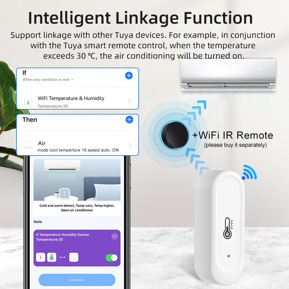 Tuya Smart Temperature And Humidity Sensor WiFi/Zigbee IP65 Waterproof Indoor Outdoor Dual-use Compatible With Alexa Google Home