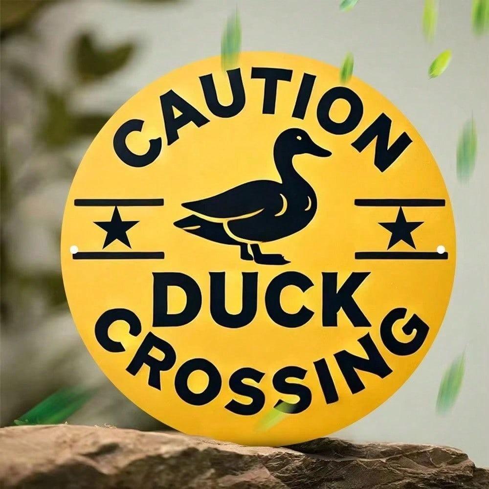 Vintage Aluminum Duck Crossing Sign Farmhouse Wall Decor for Cafe Kitchen Bar