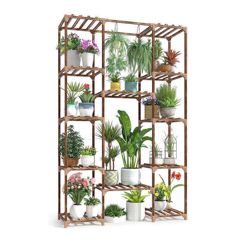 INS Antiseptic Wood Plant Stand: Movable Flower & Succulent Rack for Indoor/Outdoor Use