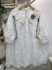 Huimei 1116 summer new women's lapel Japanese cotton and linen shirt loose shirt top ins embroidery literary style