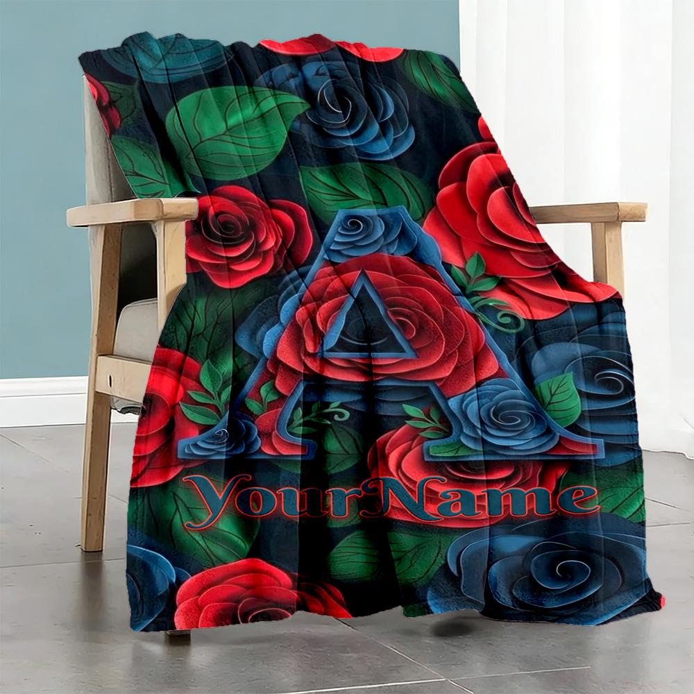 Rose Customize Text Blanket Lightweight Customizable Blanket Comfortable Versatile for Livingroom Office Home Decor Office Chair Four Seasons Universa
