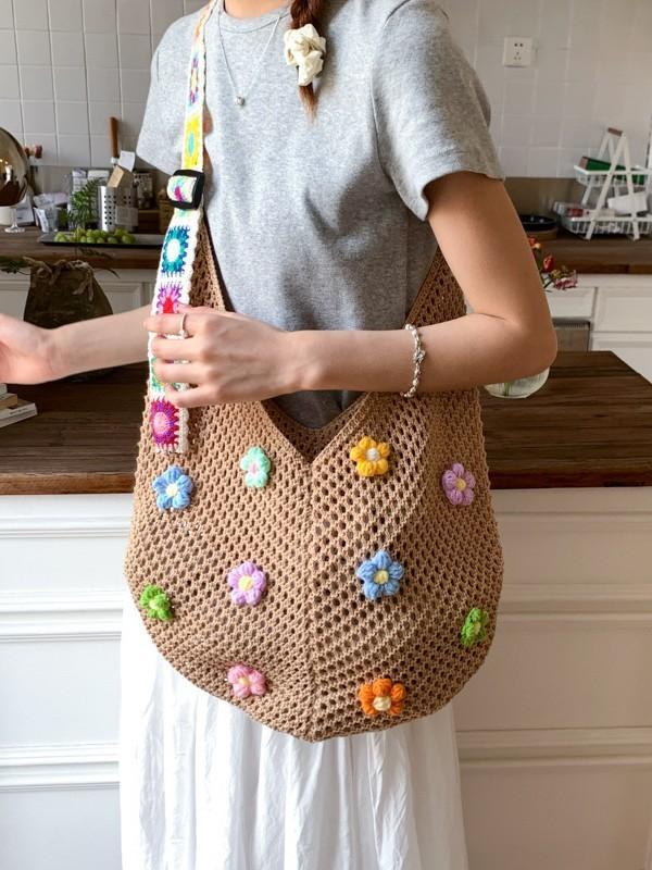 Cotton Large Tote Bag With Double Shoulder Straps For Casual Travel And Daily Use