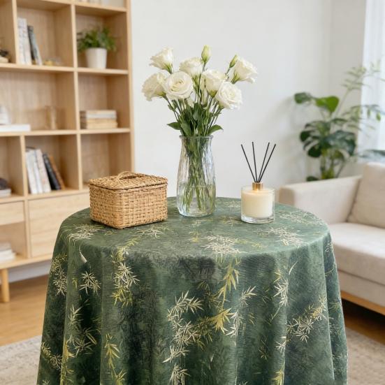 Obrus Sezonowy Letni Wodny Druk Kwiatowy Okrągły Odporny na Rozlania Odporny na Zmarszczki Pokrowiec na Stół Wystrój Domu