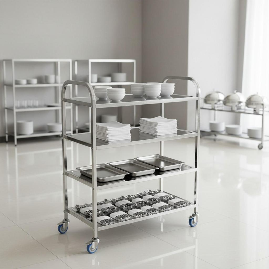 Utility Cart with Casters Commercial Grade for Hot-Pot Dining Environments