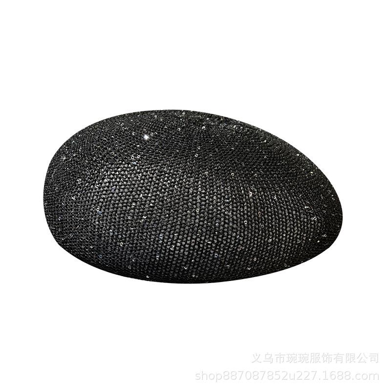 New hollow beret children's summer thin breathable sequined bud hat versatile face small painter hat