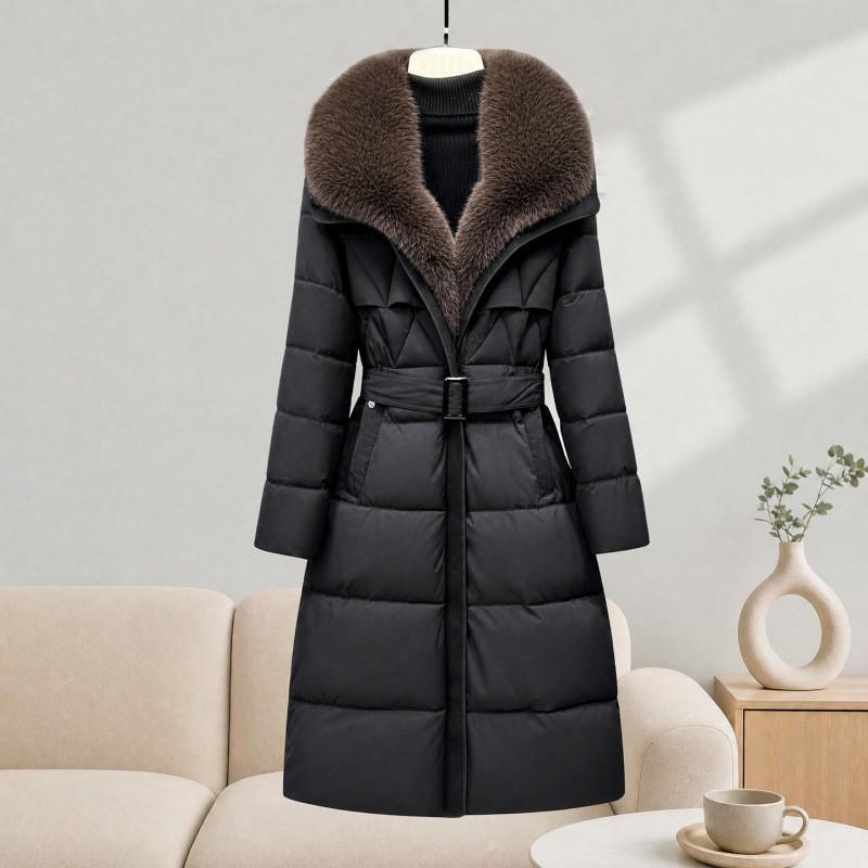 2026 Winter Long Puffer Coat Women Oversized Hooded Cotton Jacket With Fur Trim Warm Thick Outerwear
