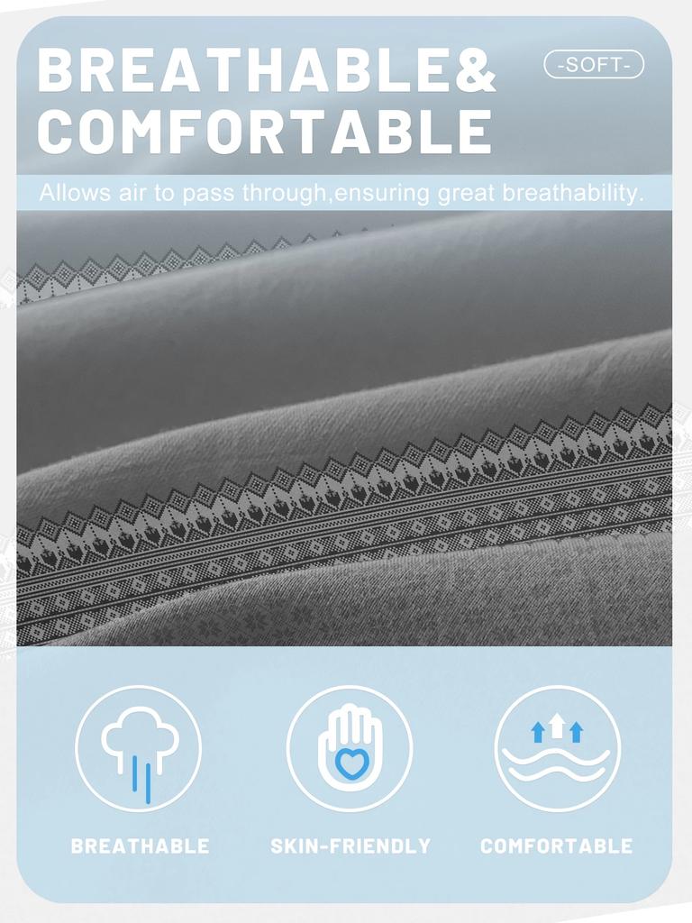 1 Basit Modern Geometri Baskılı Mat Lastikli Çarşaf, Yatak Odası Baskılı Yatak Örtüsü, Yatak Takımı (Yastık Kılıfı Hariç)