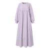 Plus Size Solid Color Long Sleeve Muslim Casual Pullover Dress
