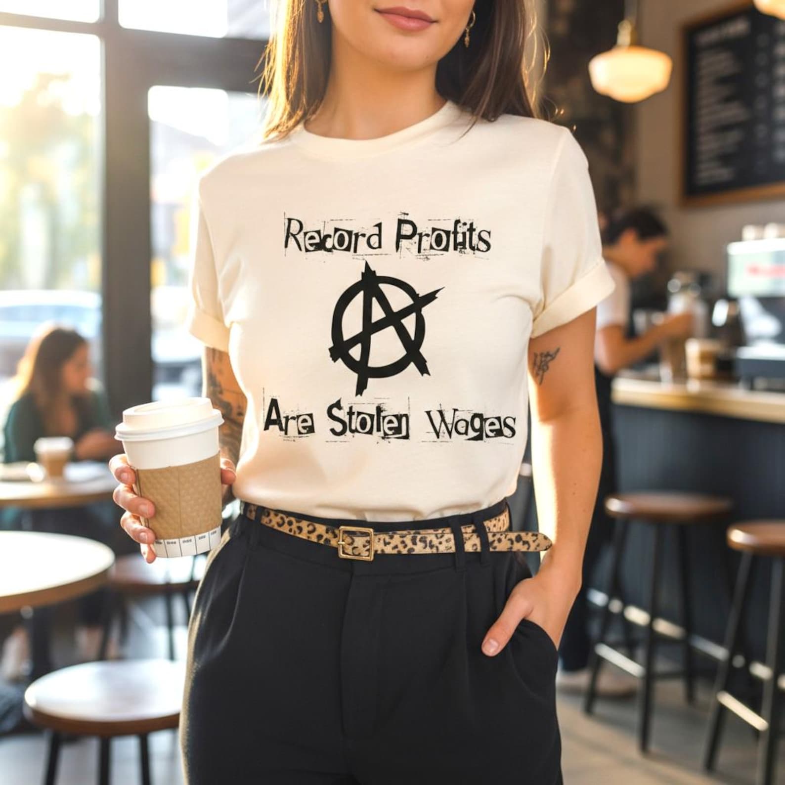 Record Profits Are Stolen Wages Shirt | Anti-Capitalist Graphic Tee, Protest Shirt, Socialist Gift XL