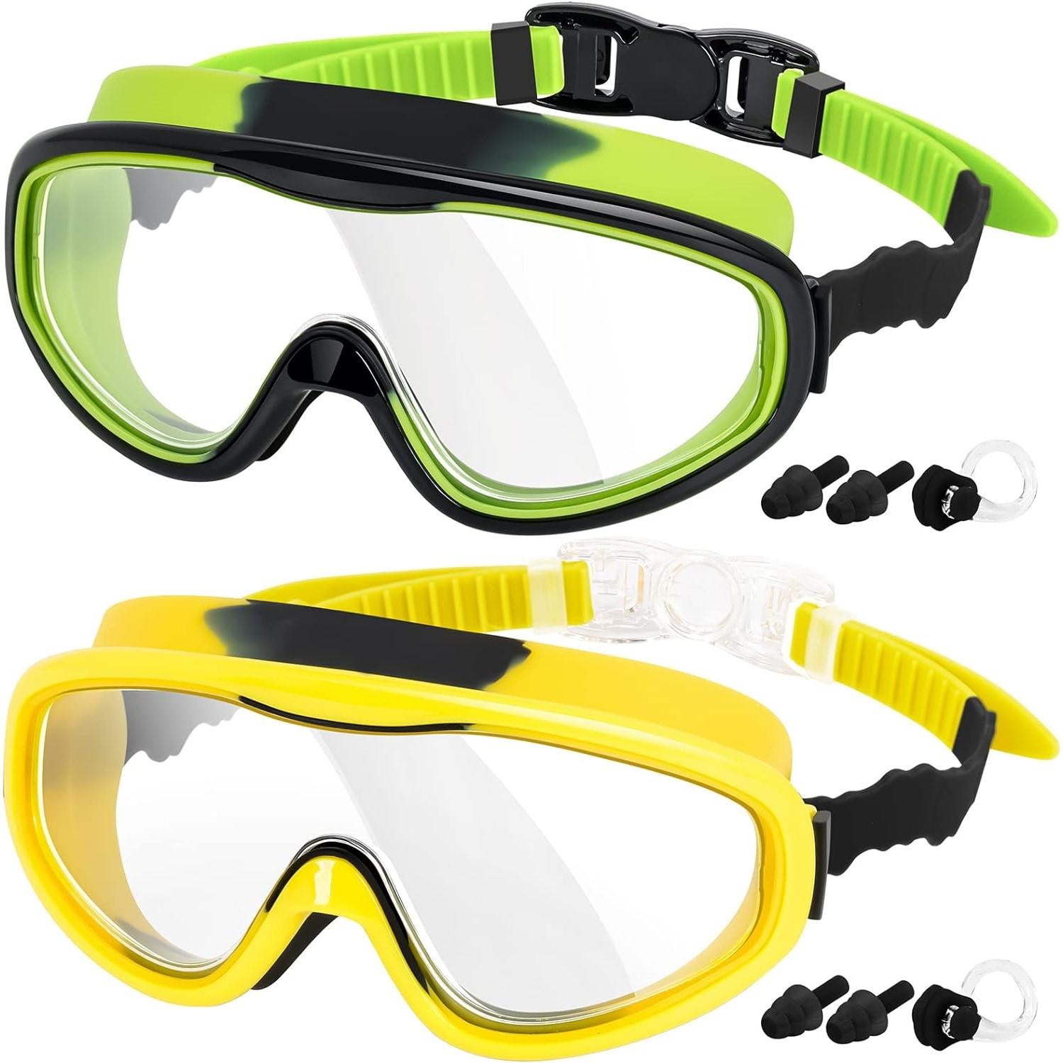 

Комплект из 2 детских очков для плавания, очки для плавания с широким обзором для детей от 3 до 15 лет
