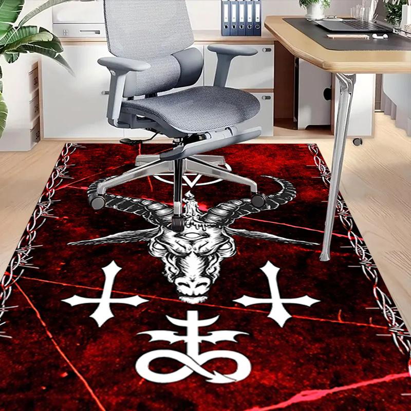 1PC Baphomet Barbed Wire Anti-slip carpet, suitable for Office, bedroomand playrooms. It can also be used as a sofa footrest cover-W60