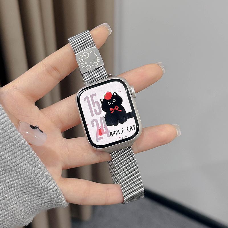 KT Cat Skateboard Shoes Milan Magnetic Metal Thin Model Is Suitable for Apple Iwatch 10th Generation 9876se Watch Strap