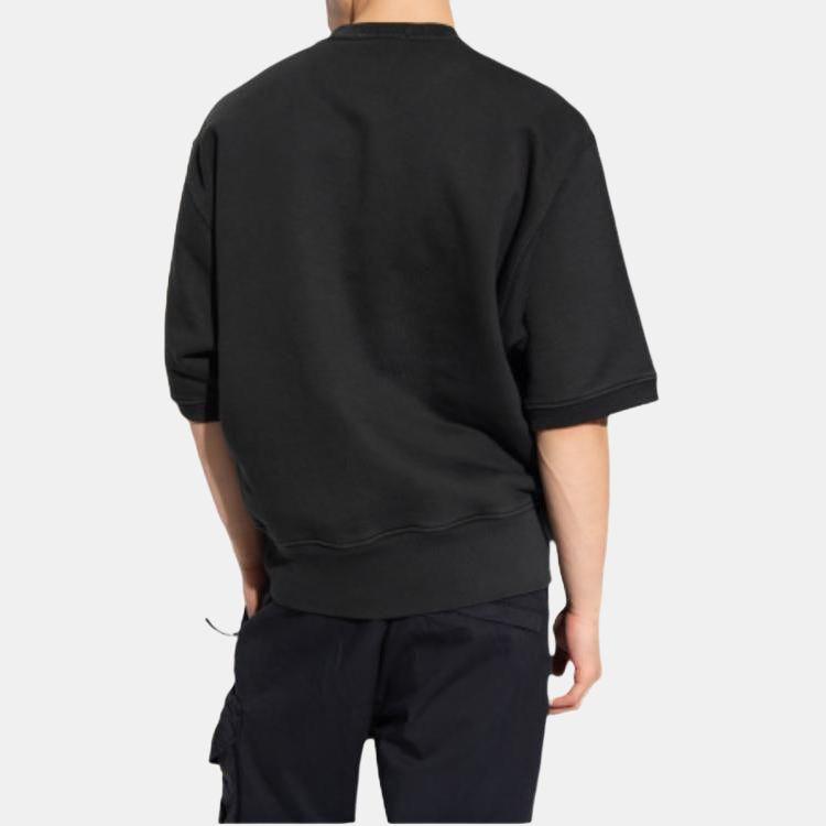 Stone Island Logo Print Crew Neck Pullover Long Sleeve Sweatshirt Men sweatshirt Black 791566155-V0129