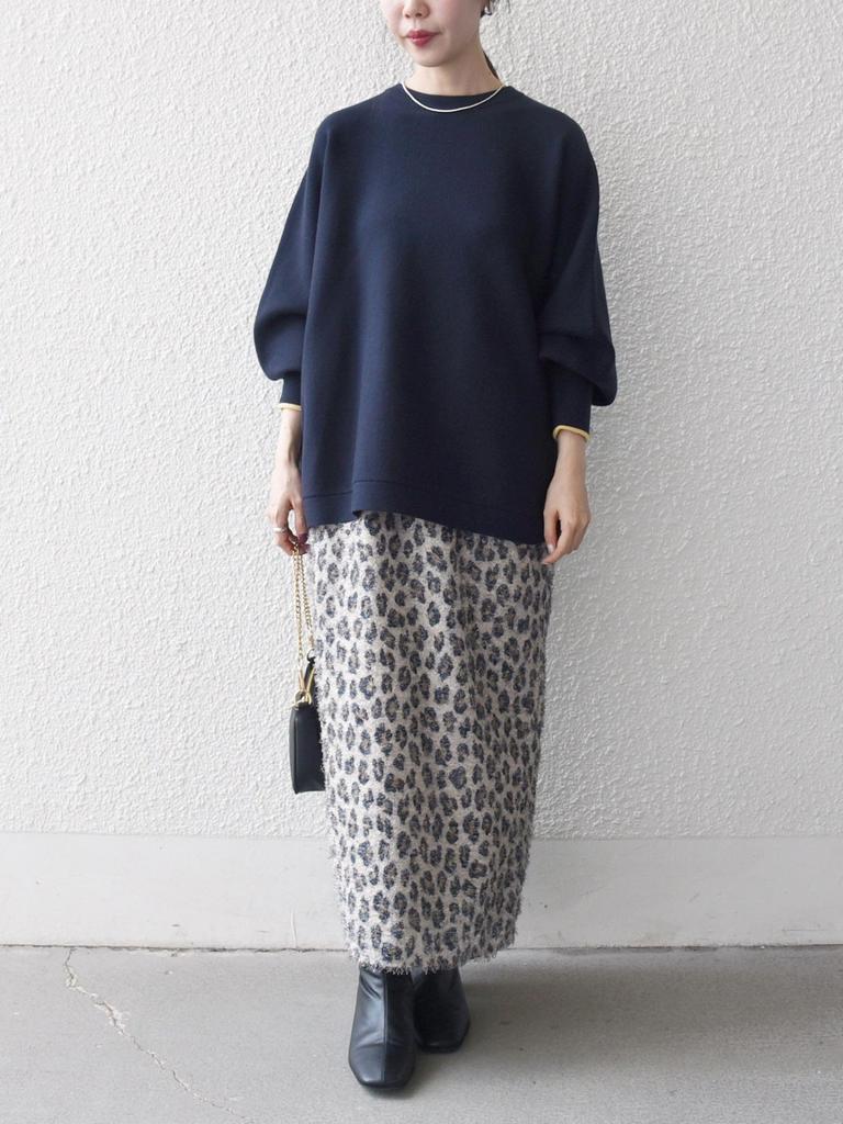 Ships Any Double-Face Volume Sleeve Knit Pullover (Hand Washable) 726070004 Navy One Size