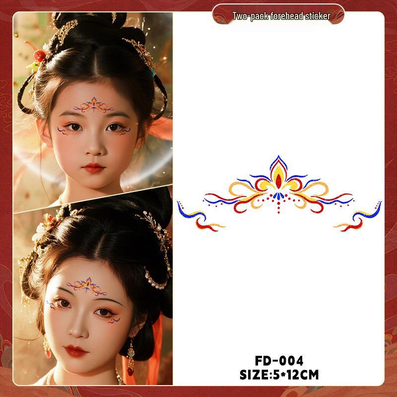 Dunhuang Glitter Face Stickers: Ancient Style Forehead & Eye Tattoos for Hanfu and Stage Performance