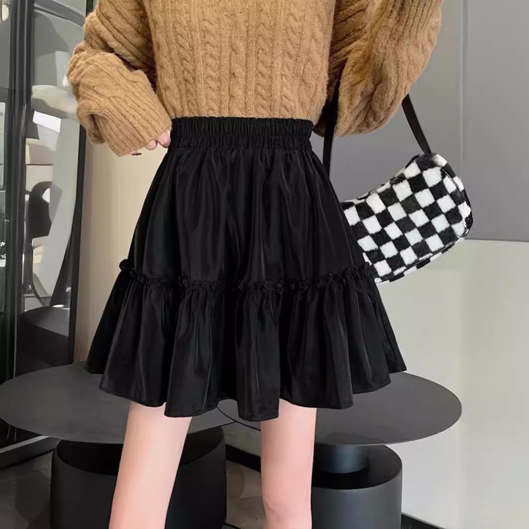 

Women s Black A-line High-waisted Midi Skirt - 2025 Summer Fashion, Slimming Petite Fit, Puffy Short Design S білий