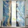 Abstraction Blue Marble Sheer Voile Window Curtains Tulle Curtains Living Room Balcony Decoration Drapes