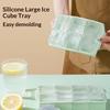 Large Ice Cube Mold with Lid Stackable Soft Silicone Square Tray for Cocktails  Camping Use