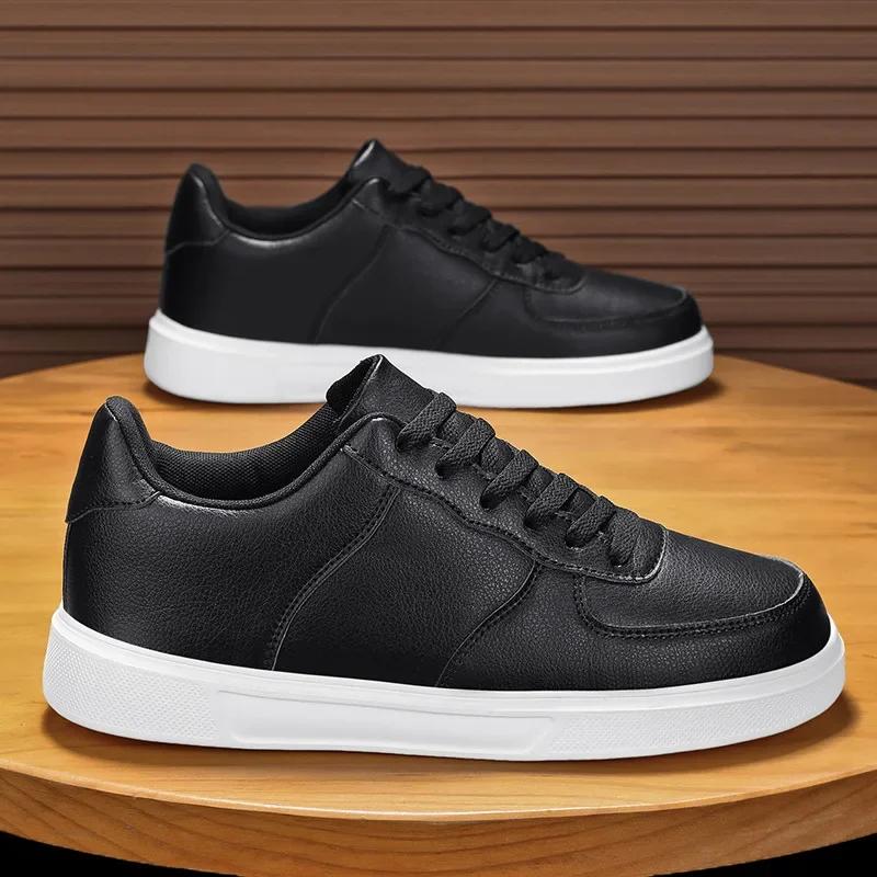 Men's Women's Sneakers High Quality Leather Casual Shoes Fashion Skateboard Shoes Lace Up Vulcanized Shoes Couple Tenis Sneakers