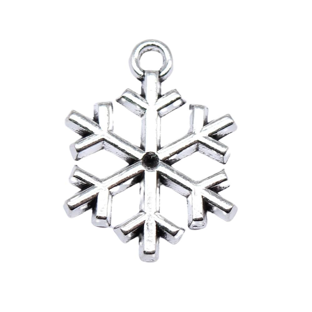 

20шт Снежинка Амулеты Античное серебро Цвет Цинковый сплав 20X16mm