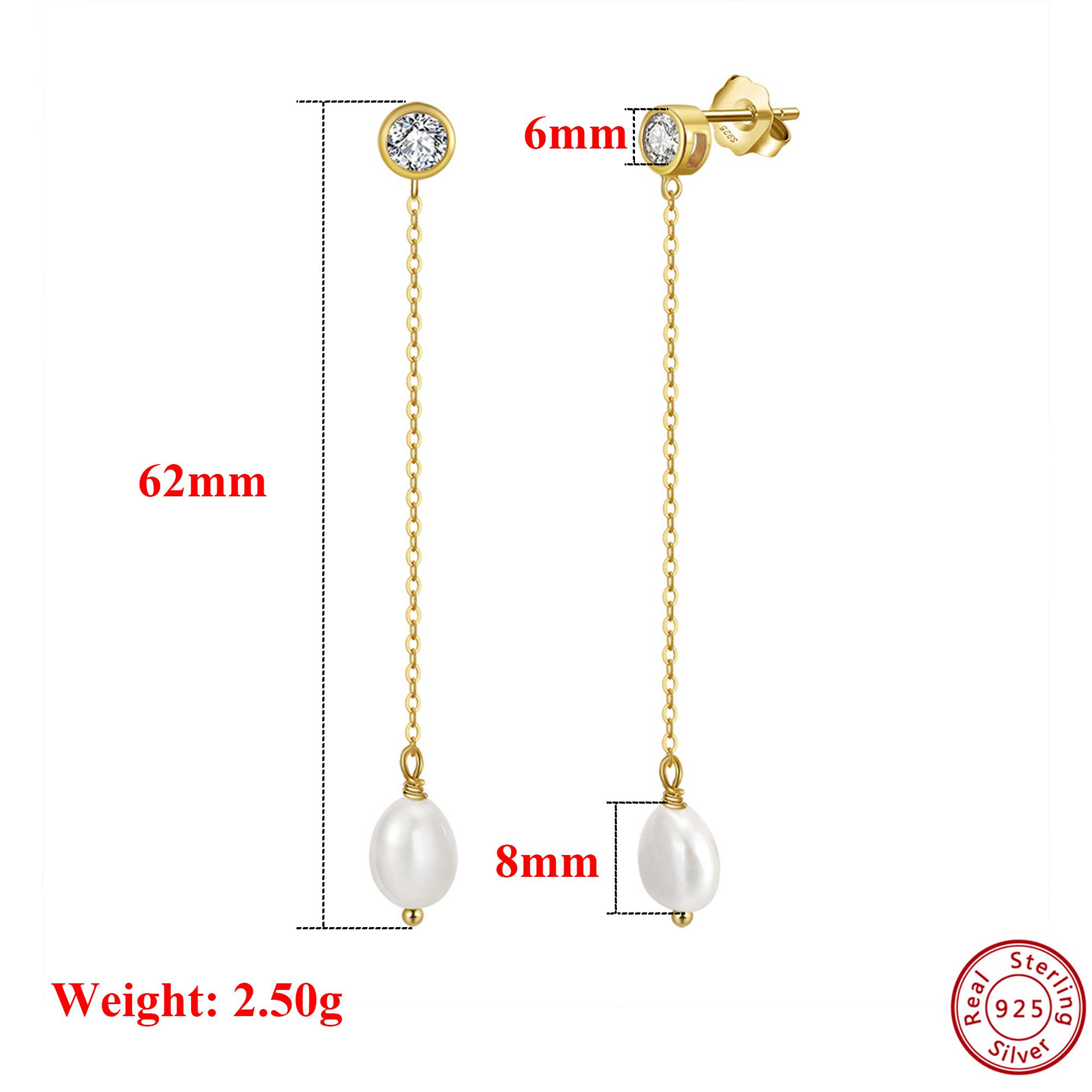 

Effie Queen Refined 925 Sterling Silver Dangle Earrings With Sparkling Oval-Cut Zirconia & Freshwater Pearl Gift for Her GPE19