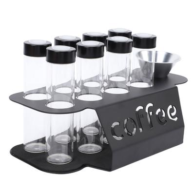 8pcs Coffee Bean Storage Tubes with One Way Exhaust Valve Stand Funnel Transparent Coffee Bean Glass Vials for Tea Leaves Nuts