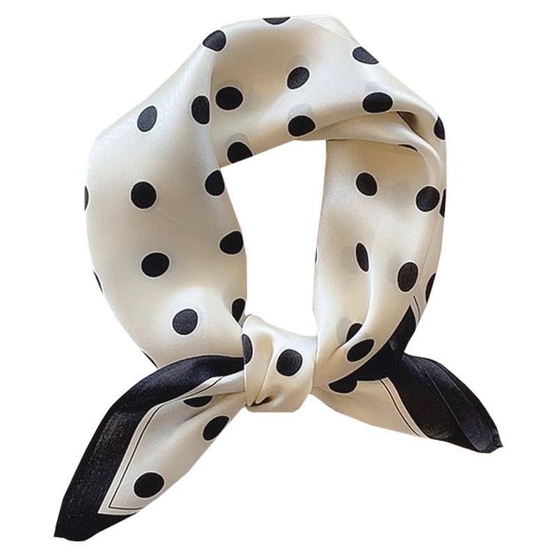 Cute polka dot silk mulberry silk scarf women's versatile small square scarf summer Korean version temperament decorative small scarf headband
